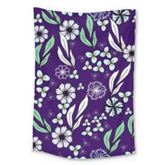 Floral Blue Pattern  Large Tapestry by MintanArt