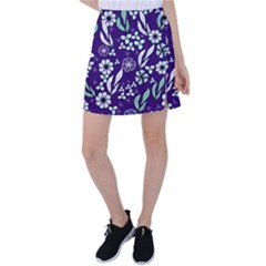 Floral Blue Pattern  Tennis Skirt by MintanArt