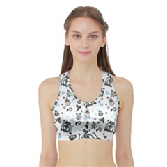 Winter story patern Sports Bra with Border