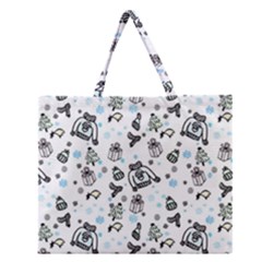 Winter story patern Zipper Large Tote Bag