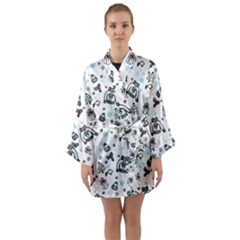 Winter story patern Long Sleeve Satin Kimono