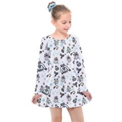 Winter story patern Kids  Long Sleeve Dress