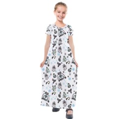 Winter story patern Kids  Short Sleeve Maxi Dress