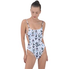 Winter story patern Tie Strap One Piece Swimsuit