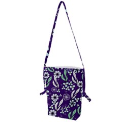 Floral Blue Pattern  Folding Shoulder Bag by MintanArt