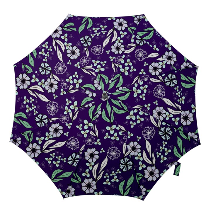 Floral blue pattern  Hook Handle Umbrellas (Medium)