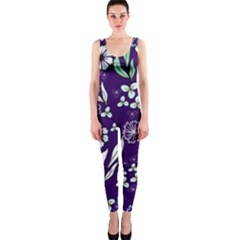 Floral Blue Pattern  One Piece Catsuit by MintanArt