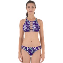 Floral Blue Pattern  Perfectly Cut Out Bikini Set