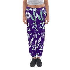 Floral Blue Pattern  Women s Jogger Sweatpants by MintanArt