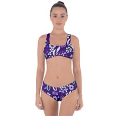 Floral Blue Pattern  Criss Cross Bikini Set