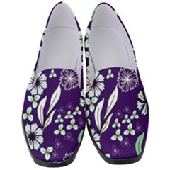 Floral Blue Pattern  Women s Classic Loafer Heels by MintanArt