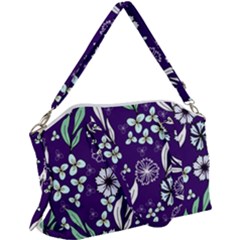 Floral Blue Pattern  Canvas Crossbody Bag by MintanArt