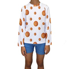 Tangerines Photo Motif Pattern Design Kids  Long Sleeve Swimwear by dflcprintsclothing