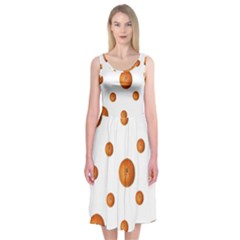 Tangerines Photo Motif Pattern Design Midi Sleeveless Dress