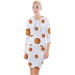 Tangerines Photo Motif Pattern Design Quarter Sleeve Hood Bodycon Dress by dflcprintsclothing