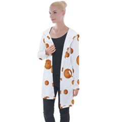 Tangerines Photo Motif Pattern Design Longline Hooded Cardigan by dflcprintsclothing