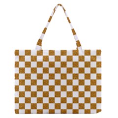 Checkerboard Gold Zipper Medium Tote Bag by impacteesstreetweargold