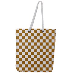 Checkerboard Gold Full Print Rope Handle Tote (large)