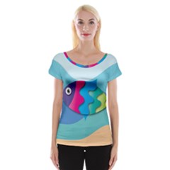 Illustrations Fish Sea Summer Colorful Rainbow Cap Sleeve Top