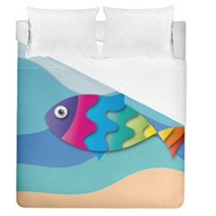 Illustrations Fish Sea Summer Colorful Rainbow Duvet Cover (queen Size) by HermanTelo