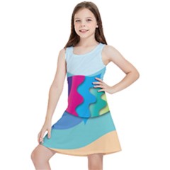 Illustrations Fish Sea Summer Colorful Rainbow Kids  Lightweight Sleeveless Dress by HermanTelo
