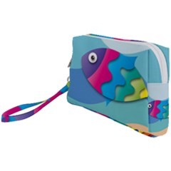 Illustrations Fish Sea Summer Colorful Rainbow Wristlet Pouch Bag (small)