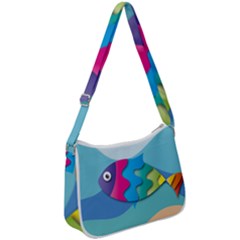 Illustrations Fish Sea Summer Colorful Rainbow Zip Up Shoulder Bag by HermanTelo