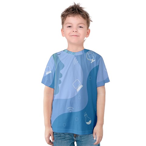 Online Woman Beauty Blue Kids  Cotton Tee by Mariart