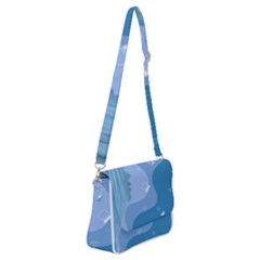 Online Woman Beauty Blue Shoulder Bag With Back Zipper