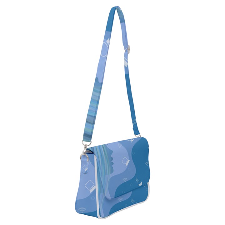Online Woman Beauty Blue Shoulder Bag with Back Zipper
