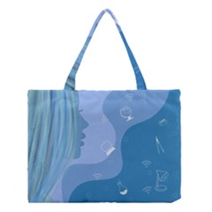 Online Woman Beauty Blue Medium Tote Bag