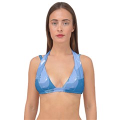 Online Woman Beauty Blue Double Strap Halter Bikini Top