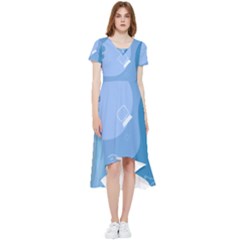 Online Woman Beauty Blue High Low Boho Dress