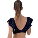 Abstract Texture Plunge Frill Sleeve Bikini Top View2