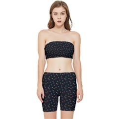 Abstract Texture Stretch Shorts And Tube Top Set