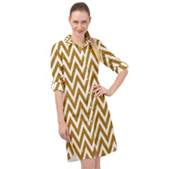 Chevron Gold Long Sleeve Mini Shirt Dress by impacteesstreetweargold