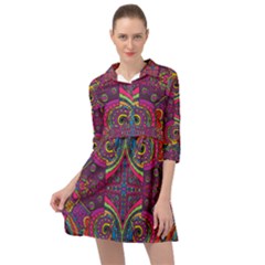 Colorful Boho Pattern Mini Skater Shirt Dress by designsbymallika