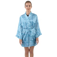 Blue Lines Pattern Long Sleeve Satin Kimono by designsbymallika