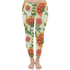 Orange Flowers Classic Winter Leggings