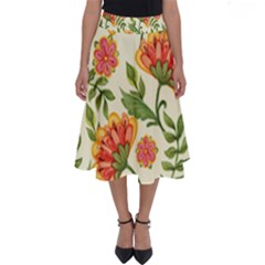 Orange Flowers Perfect Length Midi Skirt