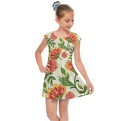 Orange Flowers Kids  Cap Sleeve Dress