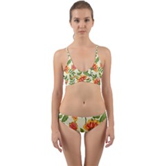 Orange Flowers Wrap Around Bikini Set