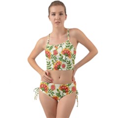 Orange Flowers Mini Tank Bikini Set