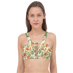 Orange Flowers Cage Up Bikini Top