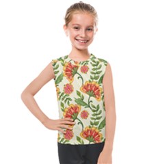 Orange Flowers Kids  Mesh Tank Top