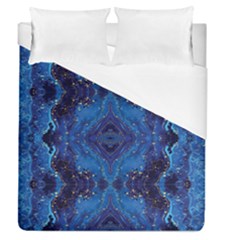 Blue Golden Marble Print Duvet Cover (queen Size) by designsbymallika