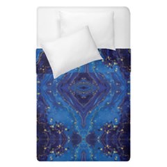 Blue Golden Marble Print Duvet Cover Double Side (single Size) by designsbymallika