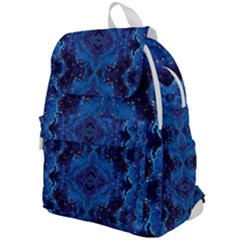 Blue Golden Marble Print Top Flap Backpack by designsbymallika