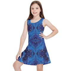 Blue Golden Marble Print Kids  Lightweight Sleeveless Dress by designsbymallika