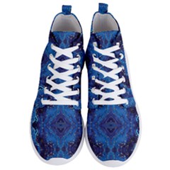 Blue Golden Marble Print Men s Lightweight High Top Sneakers by designsbymallika